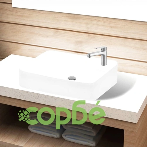 Керамична мивка за баня с корито и отвор за смесител, бяла ➤ топ цена ➤ sorbe.bg