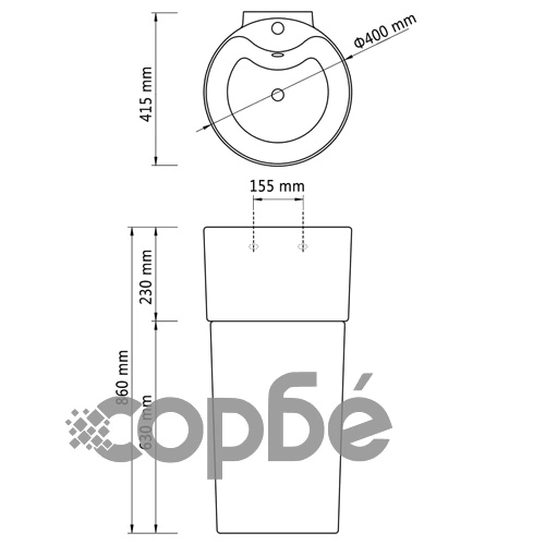Керамична мивка на стойка, преливник, отвор за смесител, бяла, кръгла ➤ топ цена ➤ sorbe.bg
