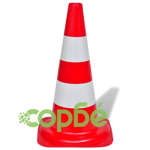 Червено-бели светлоотразителни конуси за улично движение, 50 см ➤ топ цена ➤ sorbe.bg