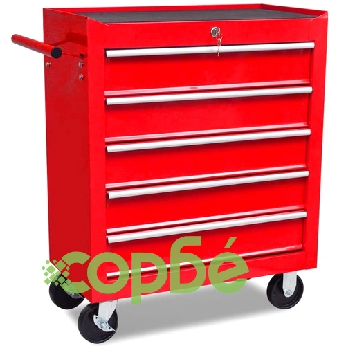 Количка за инструменти с 5 чекмеджета, червена ➤ топ цена ➤ sorbe.bg