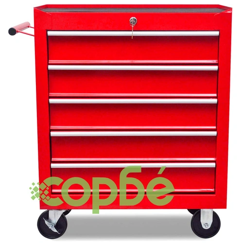 Количка за инструменти с 5 чекмеджета, червена ➤ топ цена ➤ sorbe.bg