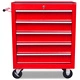 Количка за инструменти с 5 чекмеджета, червена