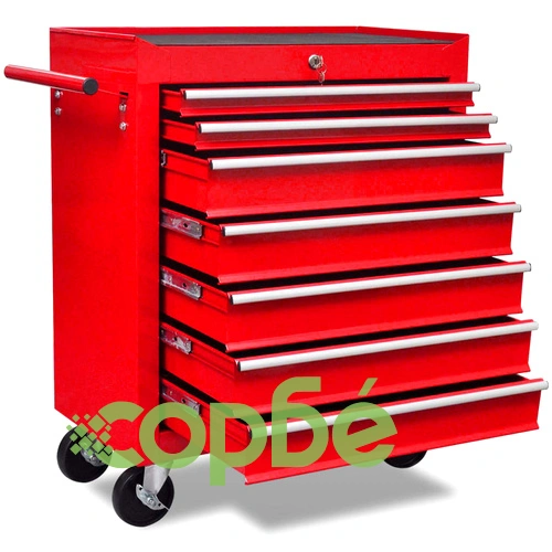 Количка за инструменти със 7 чекмеджета, червена ➤ топ цена ➤ sorbe.bg