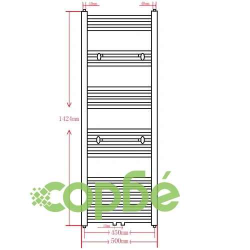 Черна лира за баня, централно отопление, права, 500x1424 мм ➤ топ цена ➤ sorbe.bg