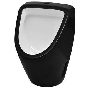 Черен, окачен, керамичен писоар