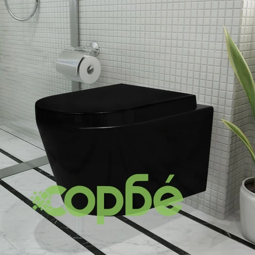 Керамичен черен моноблок за окачване с плавно затваряне ➤ топ цена ➤ sorbe.bg