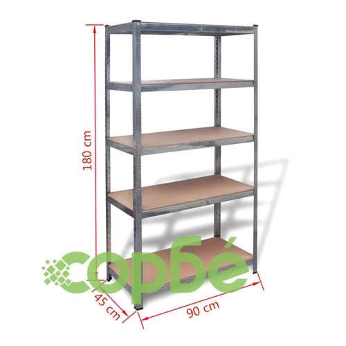 стоманен рафт за съхранение 90 х 45 х 180 см ➤ топ цена ➤ sorbe.bg