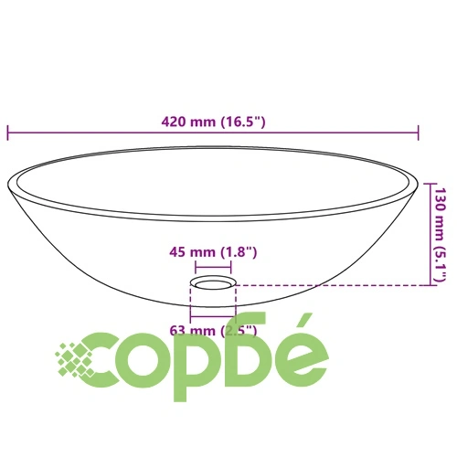 Мивка от закалено матирано стъкло, 42 см ➤ топ цена ➤ sorbe.bg