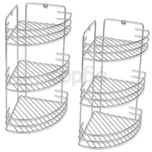 Тройна ъглова етажерка за душ, 2 броя, метал