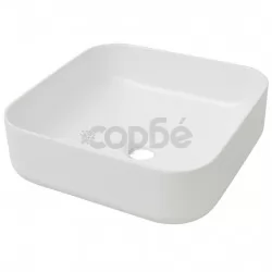 Керамична мивка, квадратна, бяла, 38x38х13,5 см