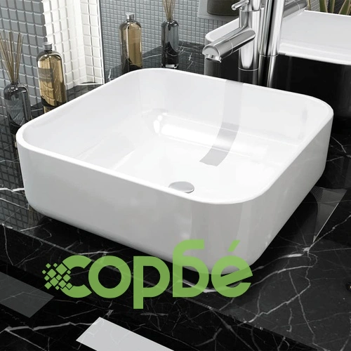 Керамична мивка, квадратна, бяла, 39x39x13,5 см ➤ топ цена ➤ sorbe.bg