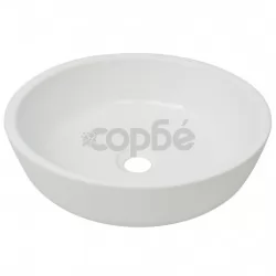 Керамична мивка, кръгла, бяла, 42x12 см