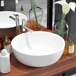 Керамична мивка, кръгла, бяла, 42x12 см