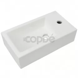 Правоъгълна мивка с отвор за смесител, бяла, 46x25,5x12 см