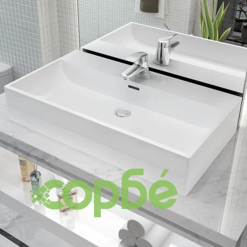 Мивка с отвор за смесител, керамична, бяла 76x42,5x14,5 см ➤ топ цена ➤ sorbe.bg