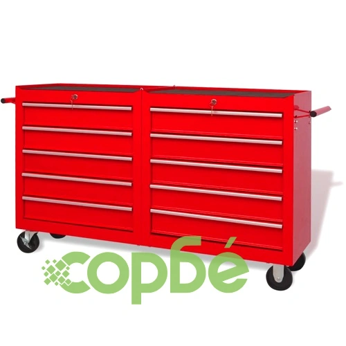 Стоманена количка за инструменти с 10 чекмеджета, XXL, червена ➤ топ цена ➤ sorbe.bg