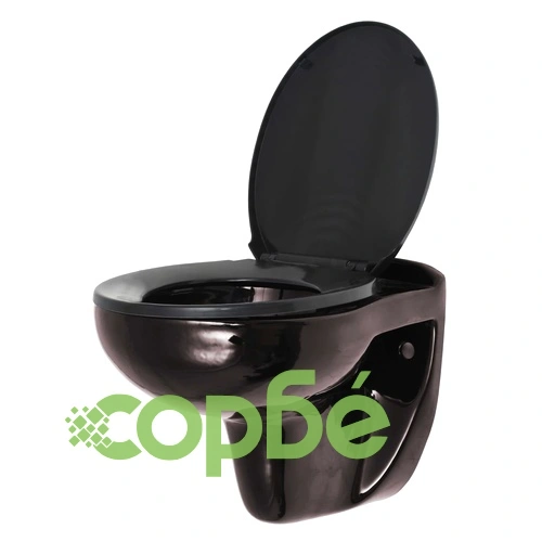 Конзолна тоалетна чиния плавно затваряне керамична тъмнокафява ➤ топ цена ➤ sorbe.bg