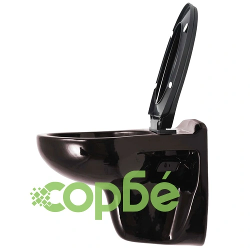 Конзолна тоалетна чиния плавно затваряне керамична тъмнокафява ➤ топ цена ➤ sorbe.bg