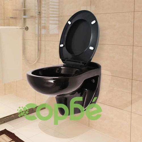 Конзолна тоалетна чиния плавно затваряне керамична тъмнокафява ➤ топ цена ➤ sorbe.bg