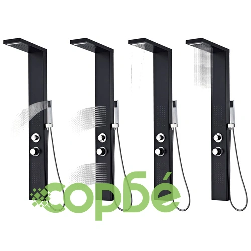 Система душ панел от алуминий, черна ➤ топ цена ➤ sorbe.bg