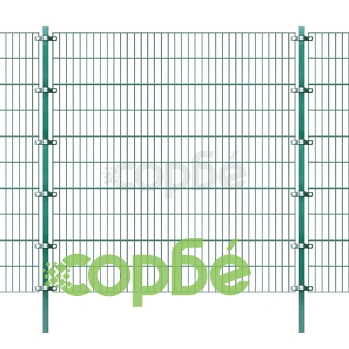 Оградно пано с колове прахово боядисано желязо 6x2 м зелено ➤ топ цена ➤ sorbe.bg