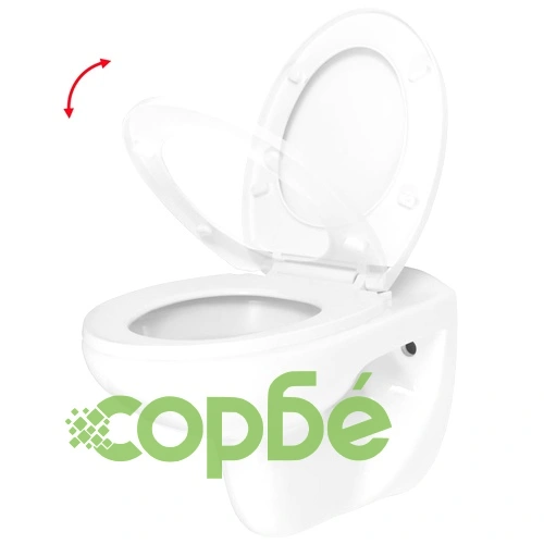 Конзолна тоалетна чиния с плавно затваряне, керамична, бяла ➤ топ цена ➤ sorbe.bg