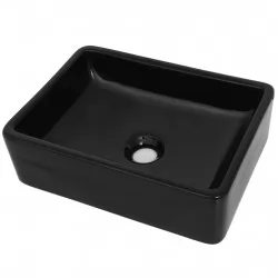 Керамична мивка, правоъгълна, черна, 41x30х12 см 