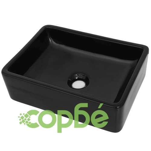 Керамична мивка, правоъгълна, черна, 41x30х12 см  ➤ топ цена ➤ sorbe.bg