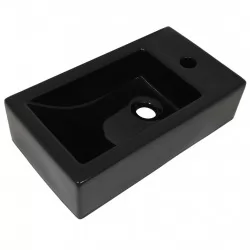 Правоъгълна мивка с отвор за смесител, черна, 46x25,5x12 см
