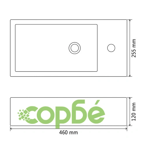 Правоъгълна мивка с отвор за смесител, черна, 46x25,5x12 см ➤ топ цена ➤ sorbe.bg