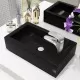 Правоъгълна мивка с отвор за смесител, черна, 46x25,5x12 см