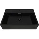 Мивка с отвор за смесител, керамична, черна, 60,5x42,5x14,5 см