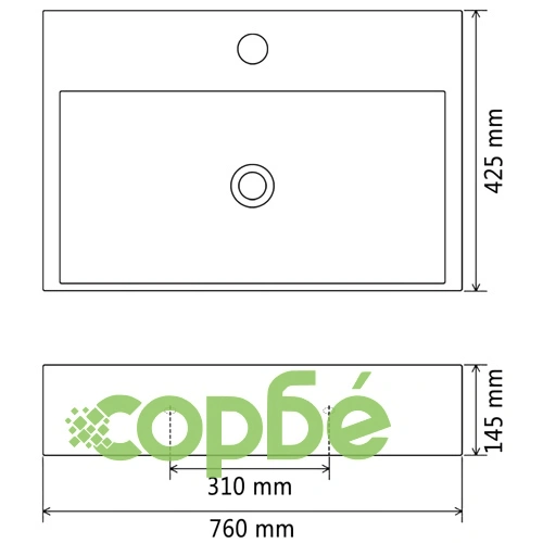 Мивка с отвор за смесител, керамична, черна 76x42,5x14,5 см ➤ топ цена ➤ sorbe.bg