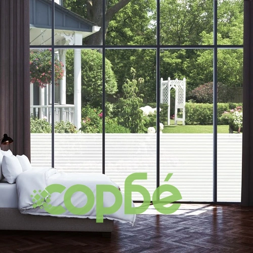 Фолио за прозорци, матирано, дизайн с ивици, 0,9x5 м, PVC ➤ топ цена ➤ sorbe.bg