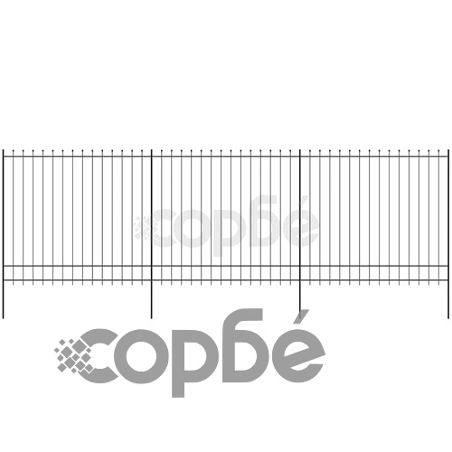Ограда палисада с остри връхчета, стомана, 600x200 см, черна ➤ топ цена ➤ sorbe.bg