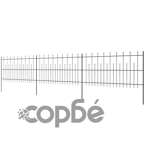 Ограда палисада с остри връхчета, стомана, 600x120 см, черна ➤ топ цена ➤ sorbe.bg