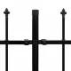 Ограда палисада с остри връхчета, стомана, 600x150 см, черна