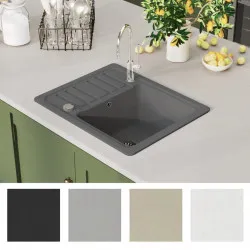 Гранитна кухненска мивка с едно корито, сива 
