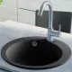Гранитна кухненска мивка с едно корито, кръгла, черна 