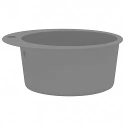Гранитна кухненска мивка с едно корито, кръгла, сива 