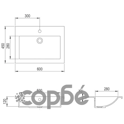 Гранитна мивка, 600x450x120 мм, сива ➤ топ цена ➤ sorbe.bg
