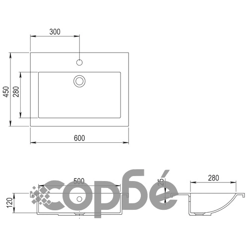Гранитна мивка, 600x450x120 мм, сива ➤ топ цена ➤ sorbe.bg