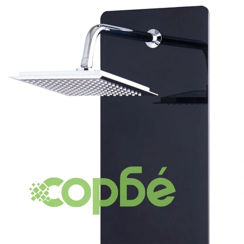 Душ панел, стъклен, 25x44,6x130 см, черен ➤ топ цена ➤ sorbe.bg