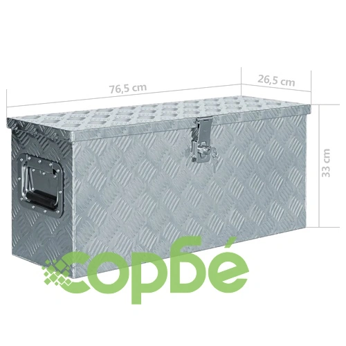 Алуминиева кутия, 76,5x26,5x33 см, сребриста ➤ топ цена ➤ sorbe.bg