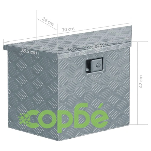 Алуминиева кутия, 70x24x42 см, трапецовидна, сребриста ➤ топ цена ➤ sorbe.bg