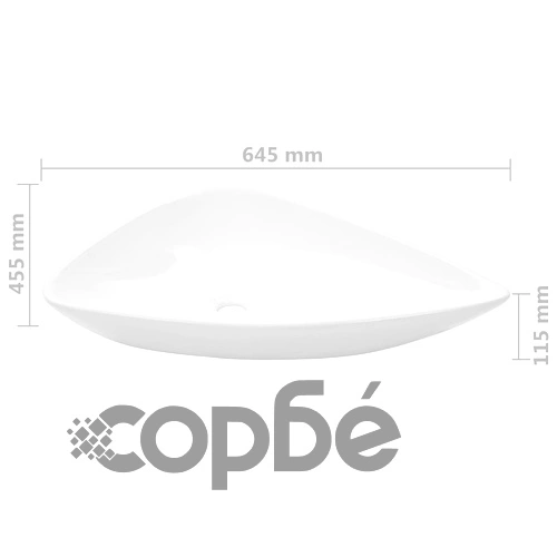 Керамична мивка, бяла, триъгълна, 645x455x115 мм ➤ топ цена ➤ sorbe.bg