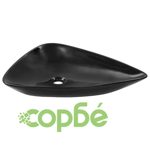 Керамична мивка, черна, триъгълна, 645x455x115 мм ➤ топ цена ➤ sorbe.bg