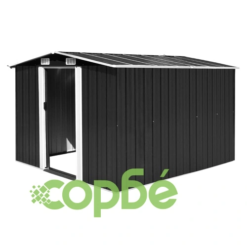 Градинска барака, 257x298x178 см, метал, антрацит ➤ топ цена ➤ sorbe.bg