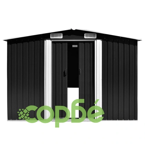 Градинска барака, 257x298x178 см, метал, антрацит ➤ топ цена ➤ sorbe.bg