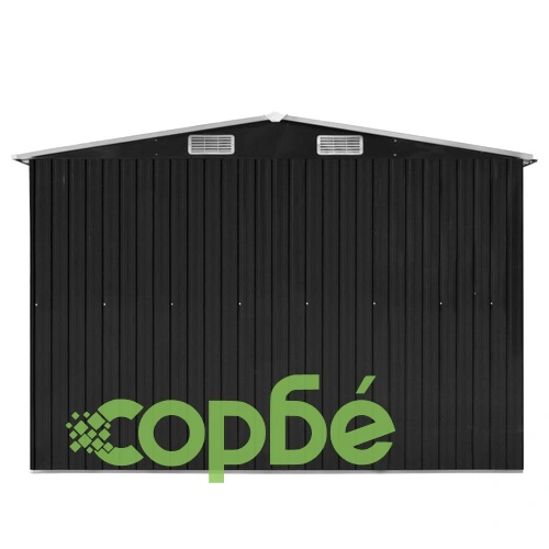 Градинска барака, 257x298x178 см, метал, антрацит ➤ топ цена ➤ sorbe.bg